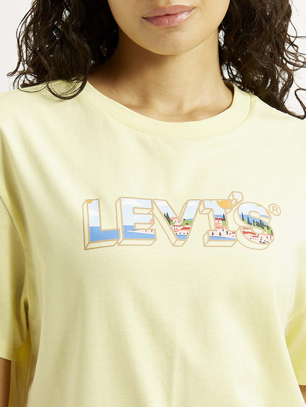 Women's Brand Logo Yellow Relaxed Fit T-shirt - Image 4