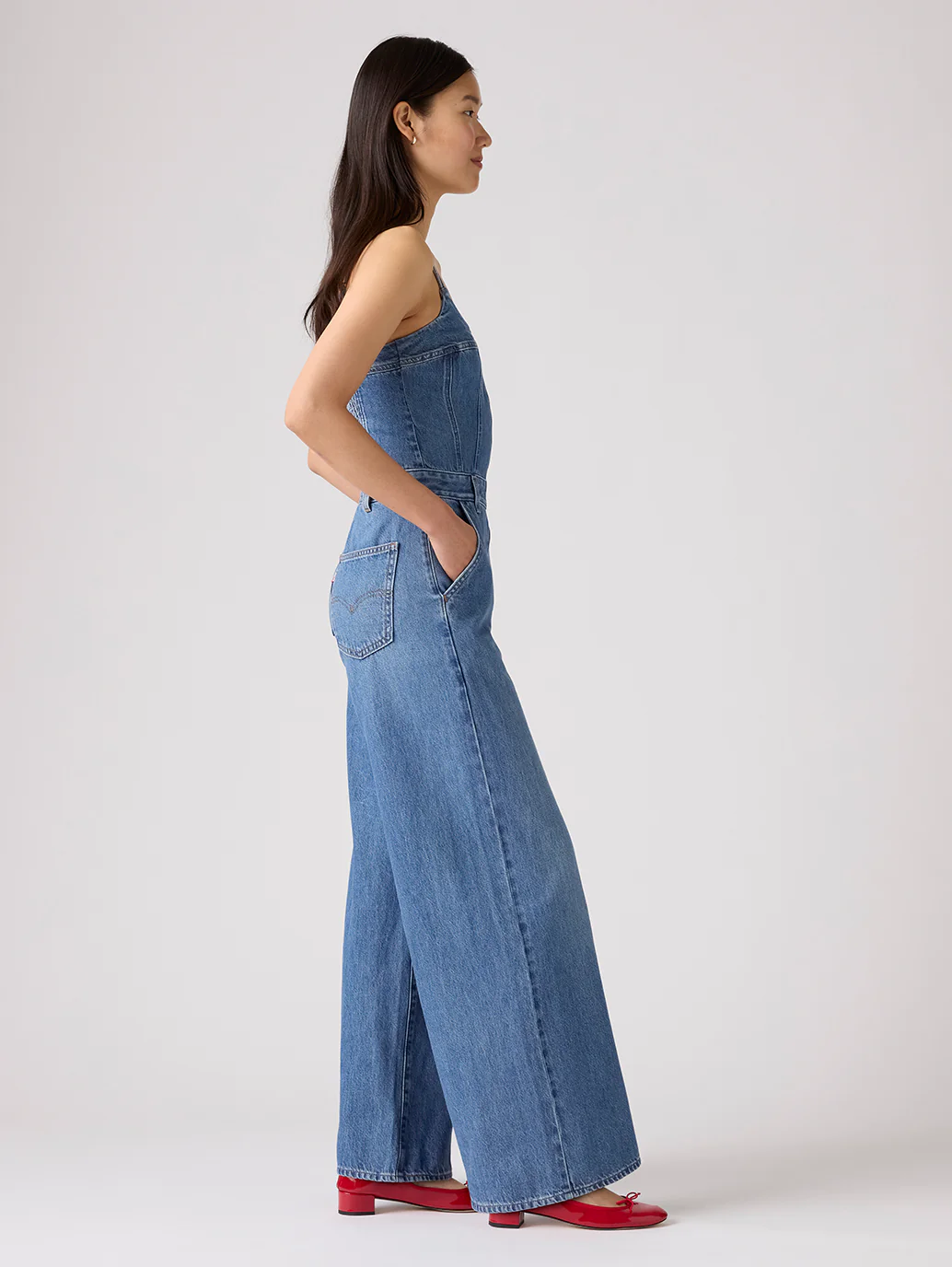 Women's Slim Fit Bustier Denim Jumpsuit - Image 3