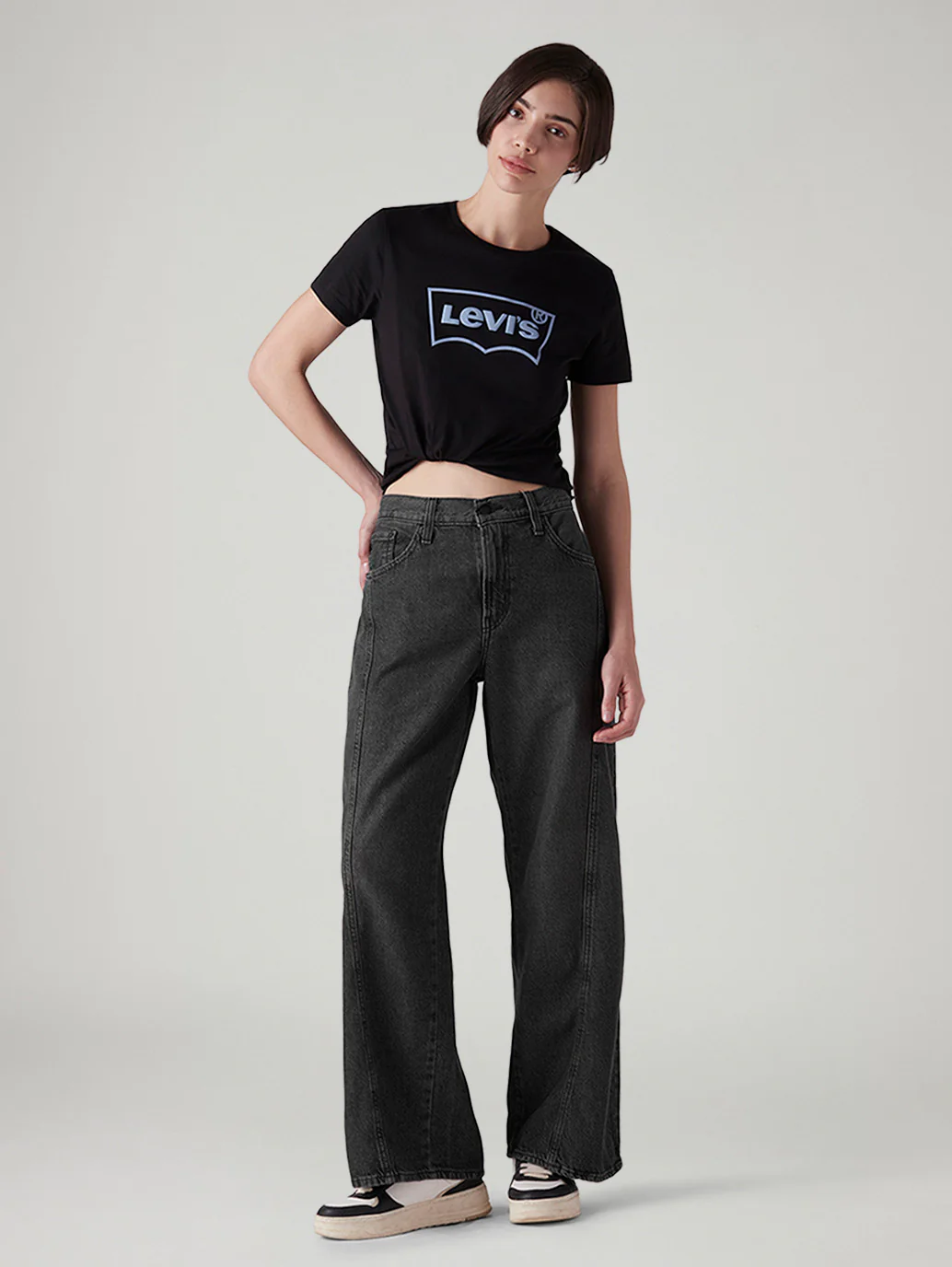 Women's Charcoal Grey XL Straight Loose Fit Mid Rise Jeans - Image 7