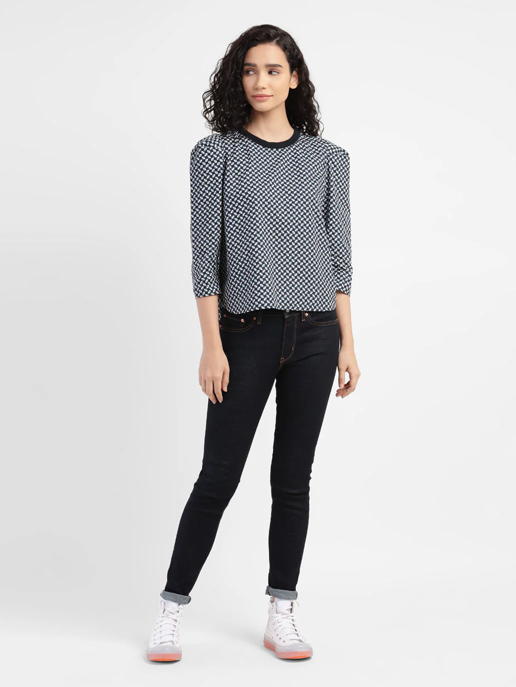 Women's Checkered Crew Neck Top - Image 6