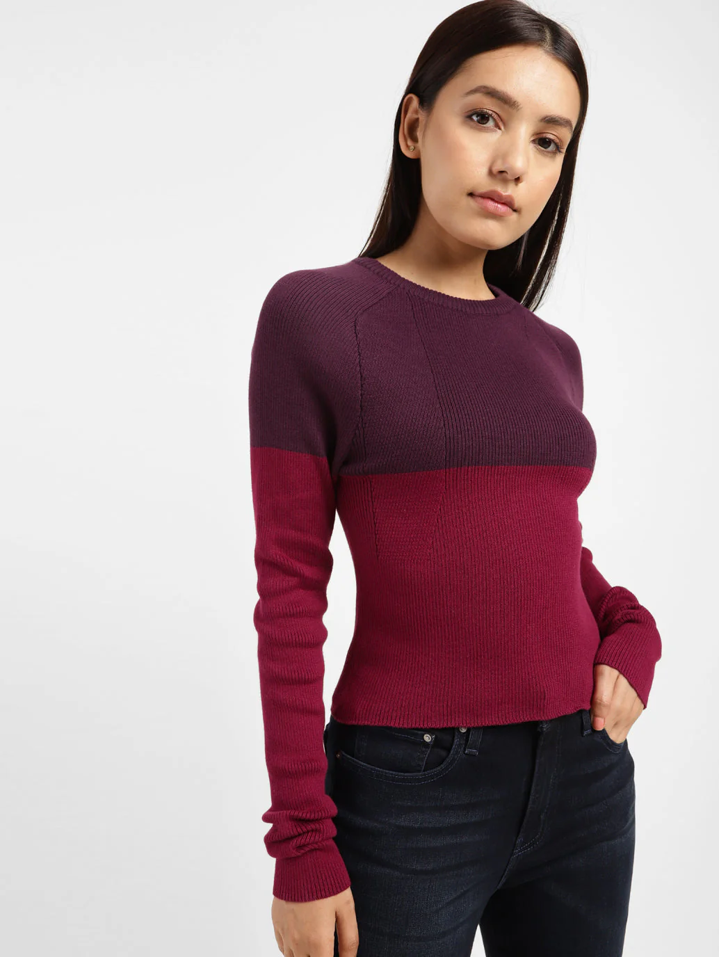 Women's Colorblock Crew Neck Sweater Multi-Color - Image 2