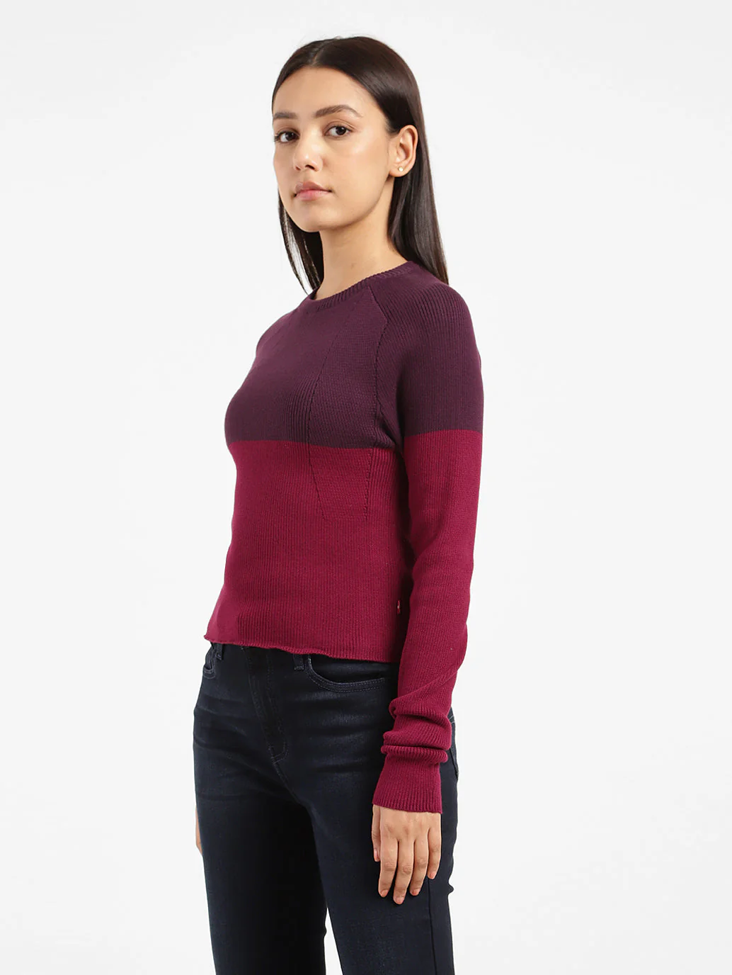 Women's Colorblock Crew Neck Sweater Multi-Color - Image 4