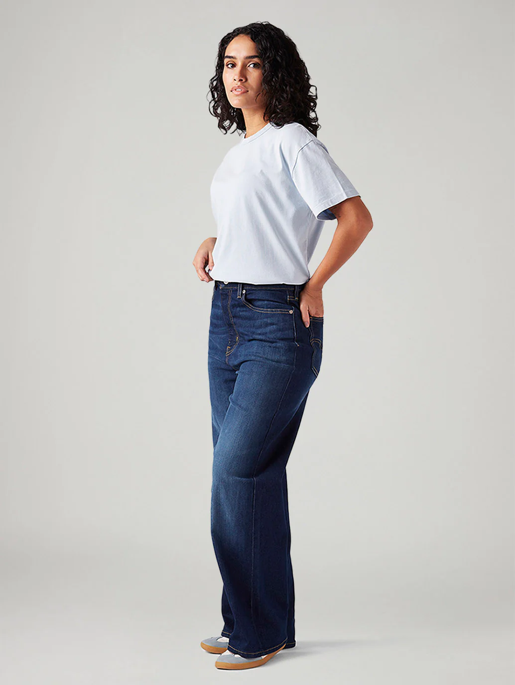 Women's Dark Blue Loose Fit High Rise Jeans - Image 7