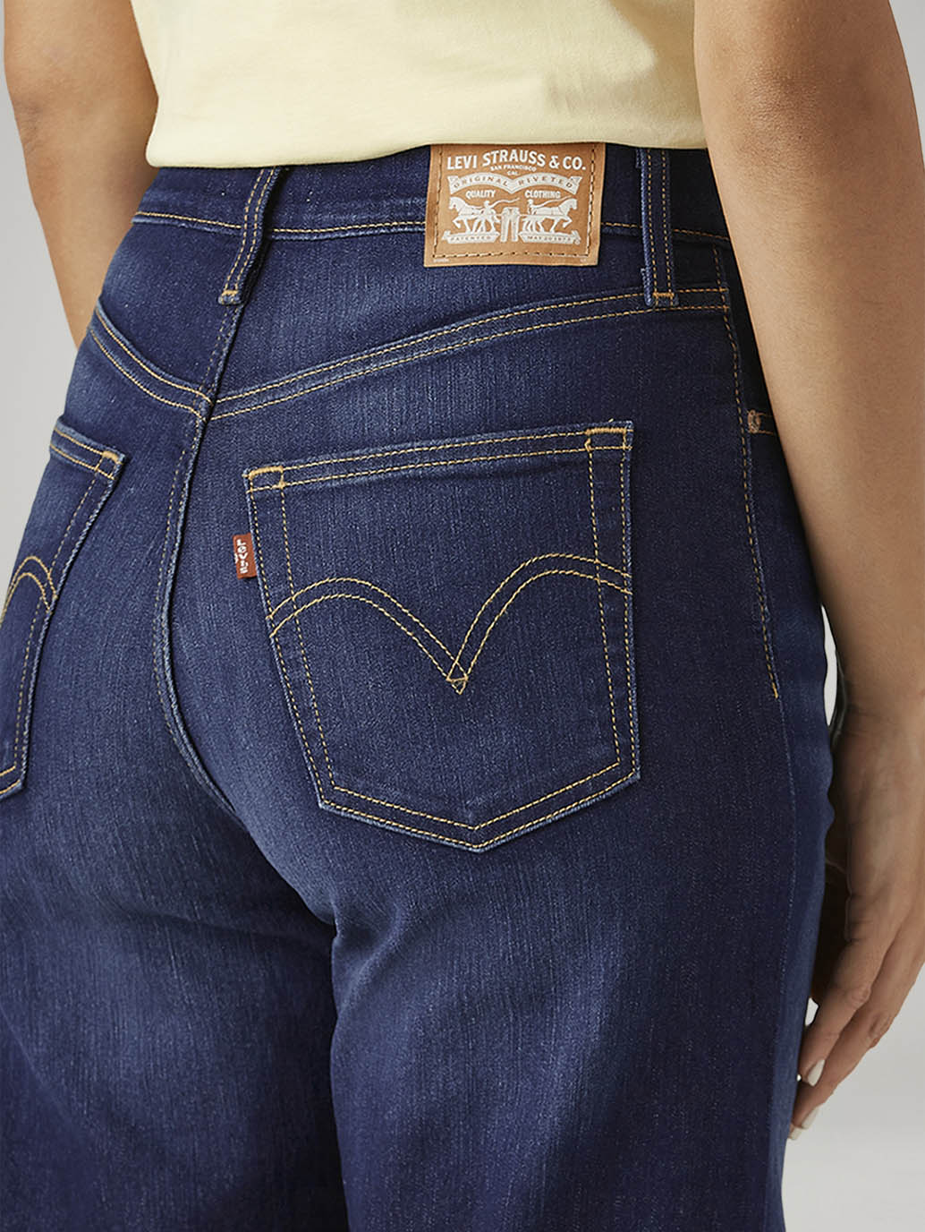 Women's Dark Indigo Ribcage Wide Leg Fit High Rise Jeans - Image 5
