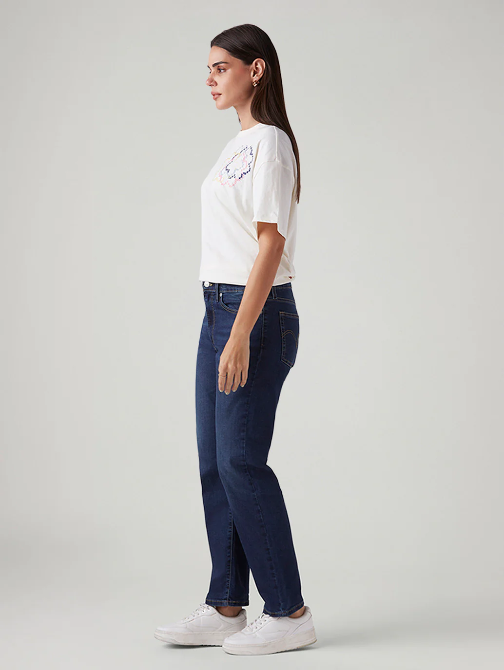 Women's Dark Blue Wedgie Straight Fit High Rise Jeans - Image 6