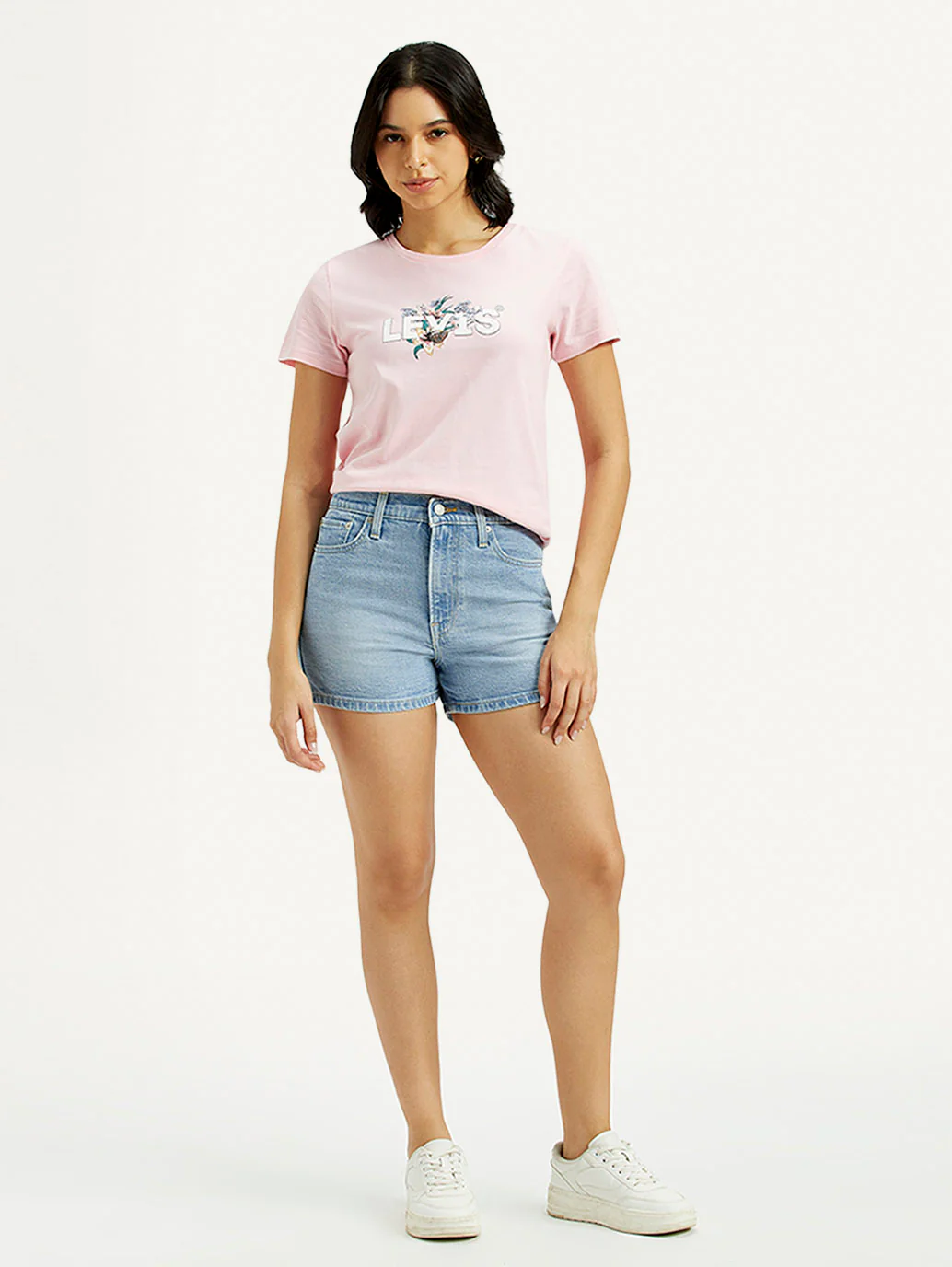 Women's Indigo Mid Rise Denim Wedgie Shorts