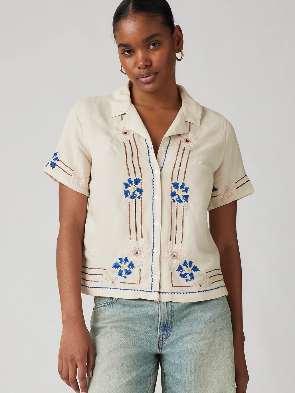 Women's Embroidered Camp Shirt - Image 2