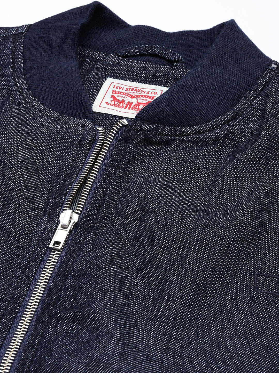 Women's Embroidered Navy Bomber Jacket - Image 3