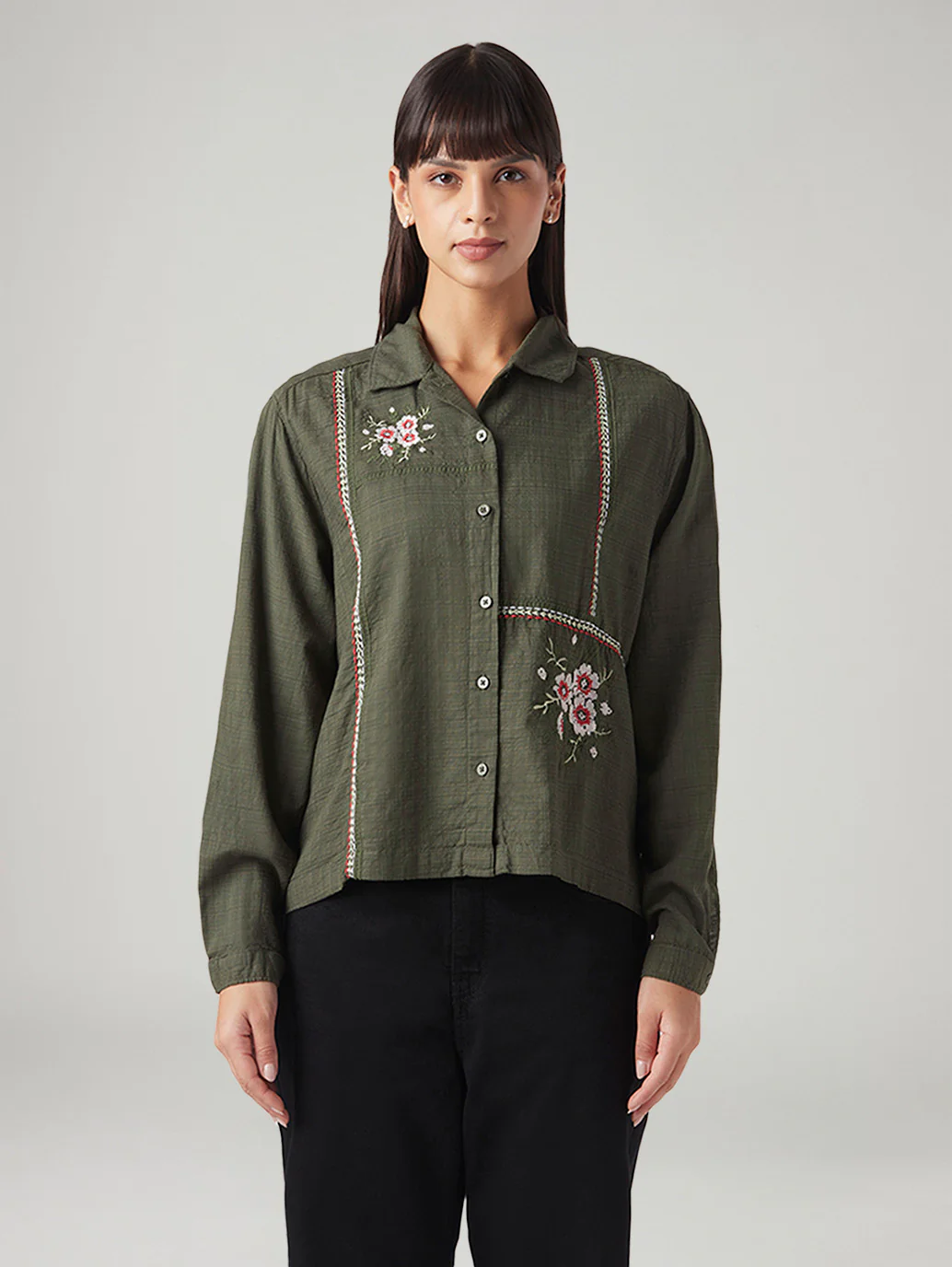 Women's Embroidered Regular Fit Shirt - Image 2