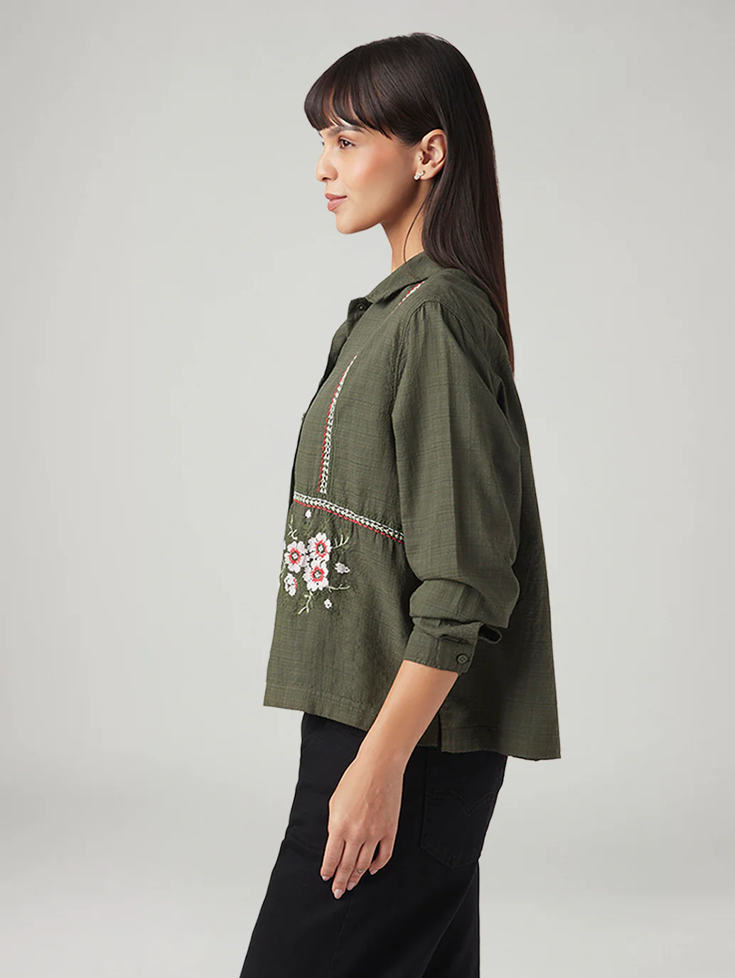 Women's Embroidered Regular Fit Shirt - Image 5