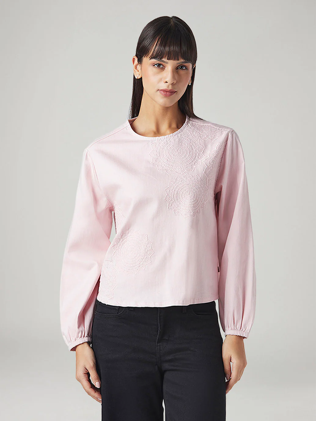 Women's Embroidered Regular Fit Top - Image 2