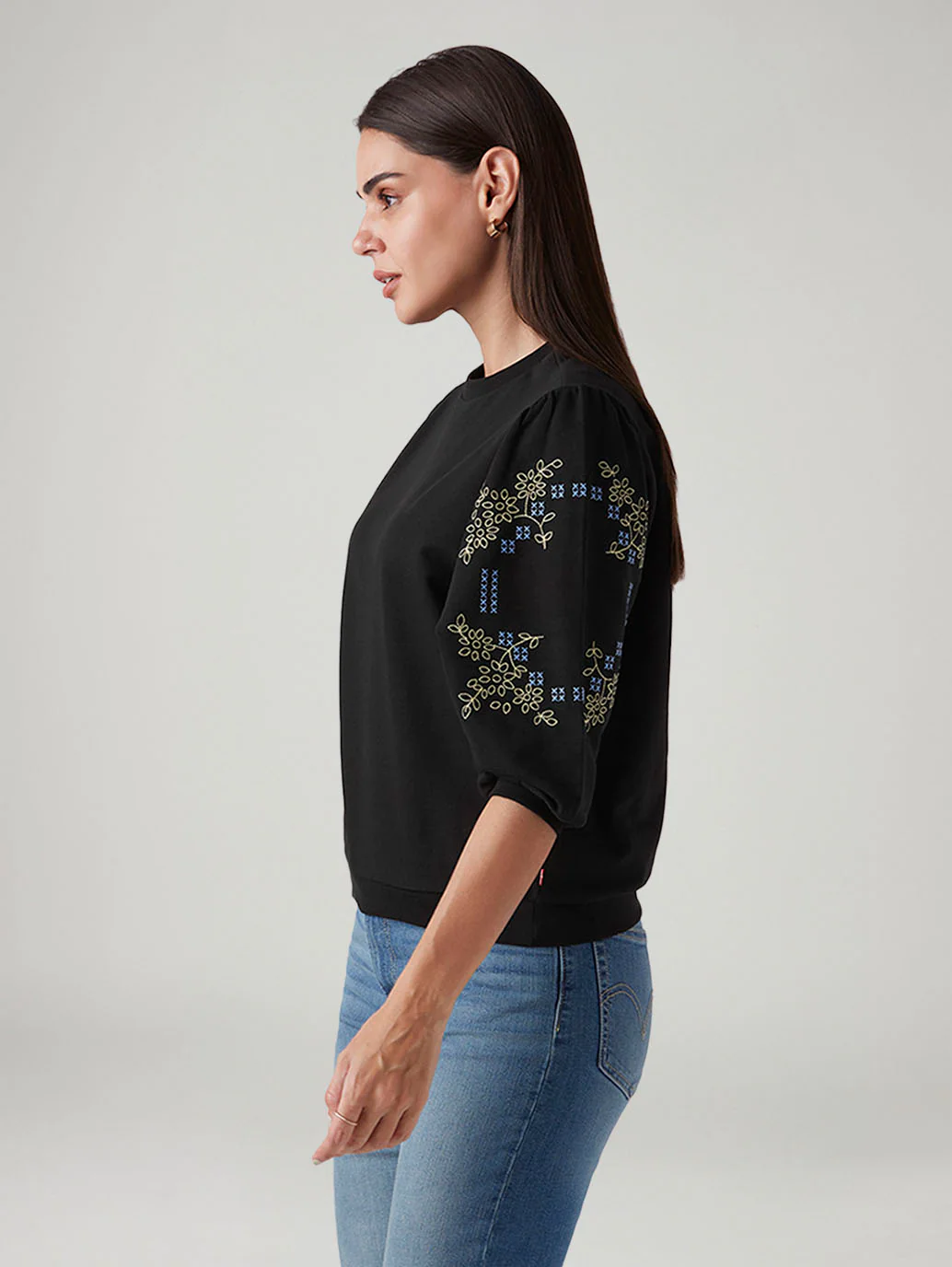 Women's Black Regular Fit Embroidery Top - Image 5