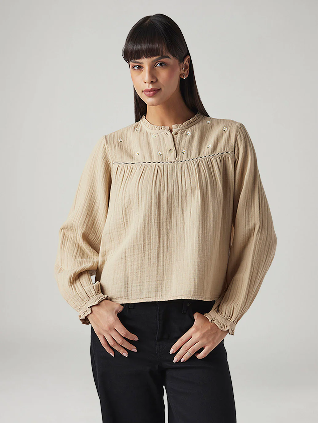 Women's Embroidered Regular Fit Top - Image 2