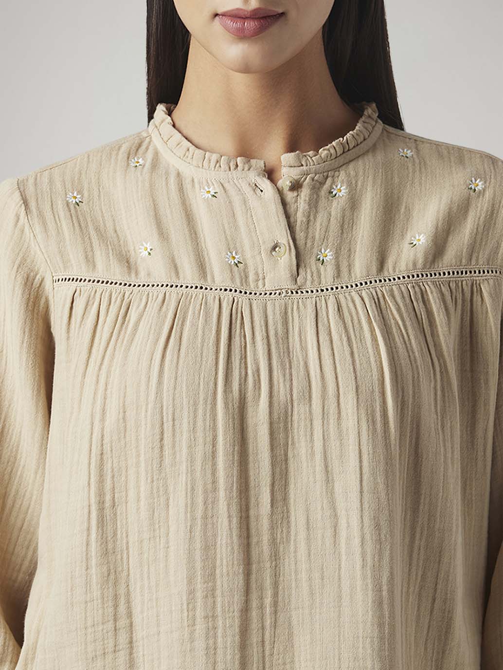 Women's Embroidered Regular Fit Top - Image 4