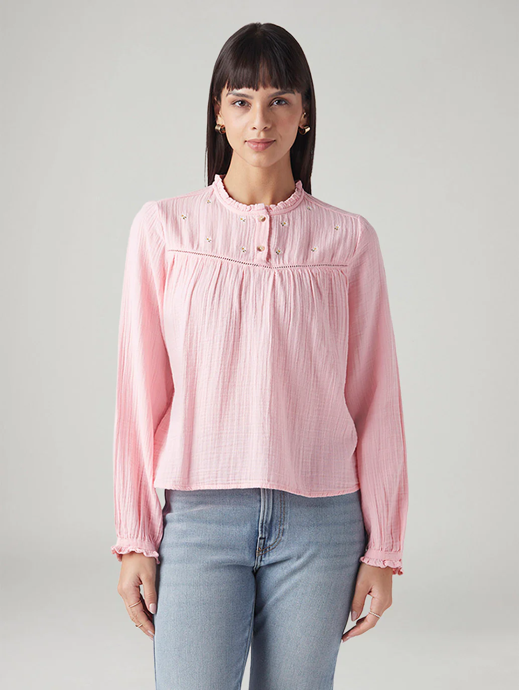 Women's Embroidered Regular Fit Top - Image 2