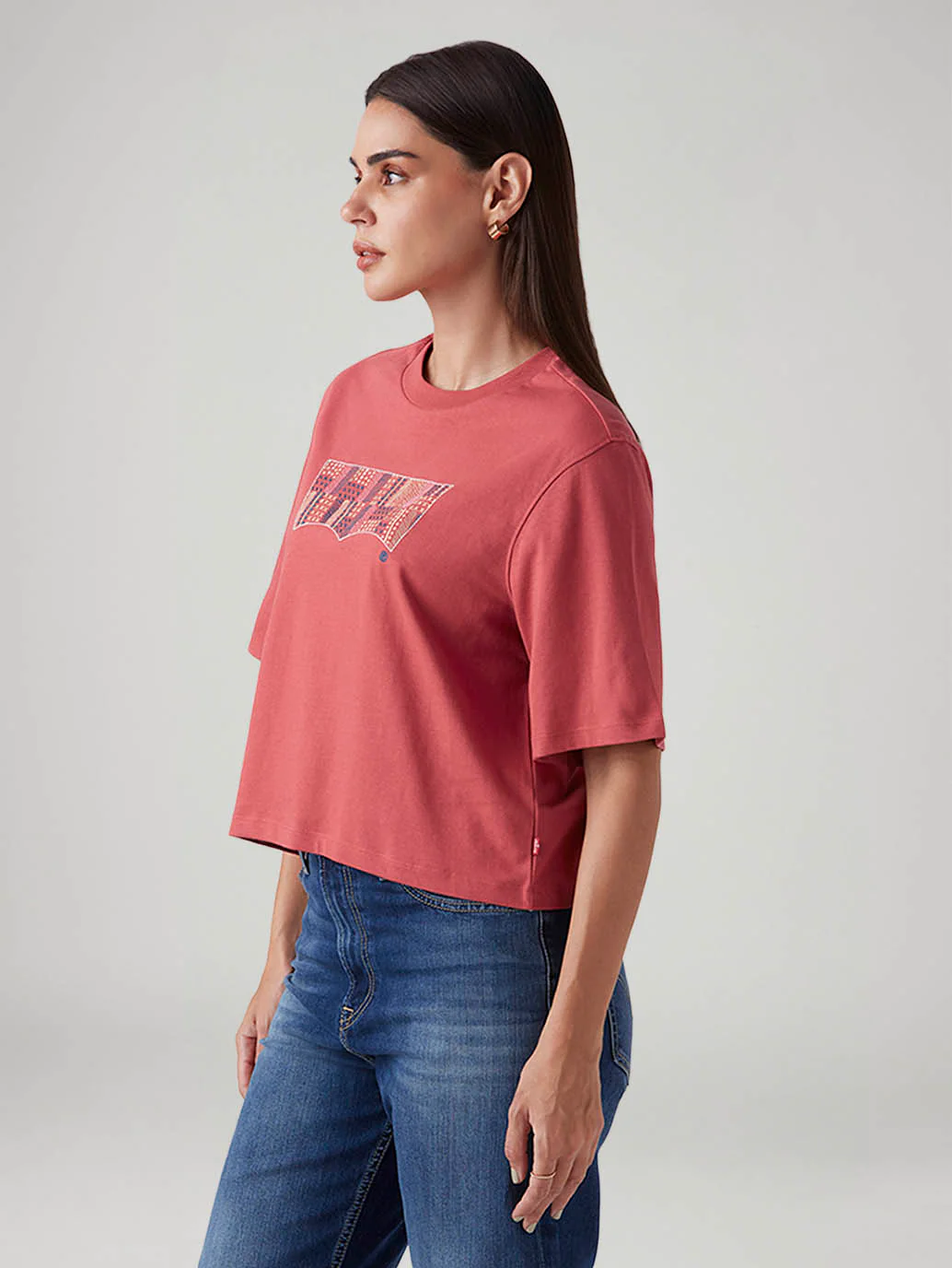 Women's Rust Relaxed Fit Embroidery T-Shirt - Image 5