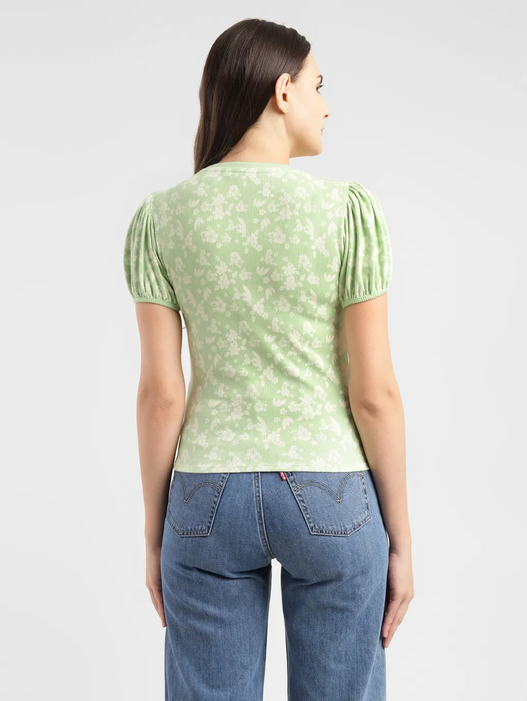 Women's Floral Green Crew Neck Top - Image 3
