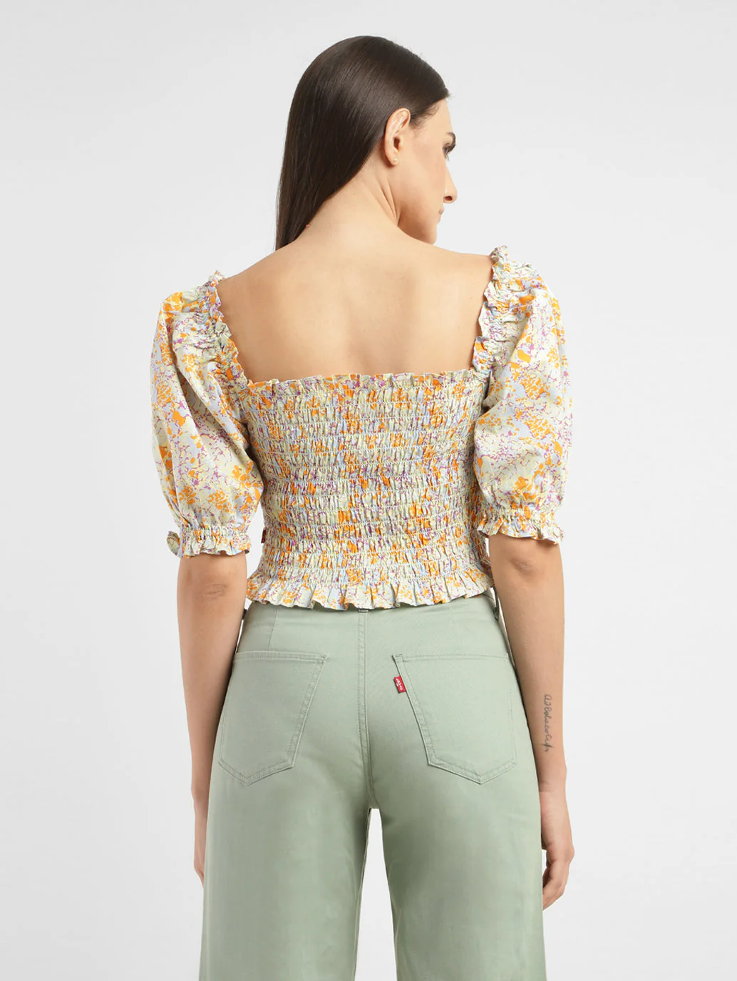 Women's Floral Print Square Neck Top - Image 3