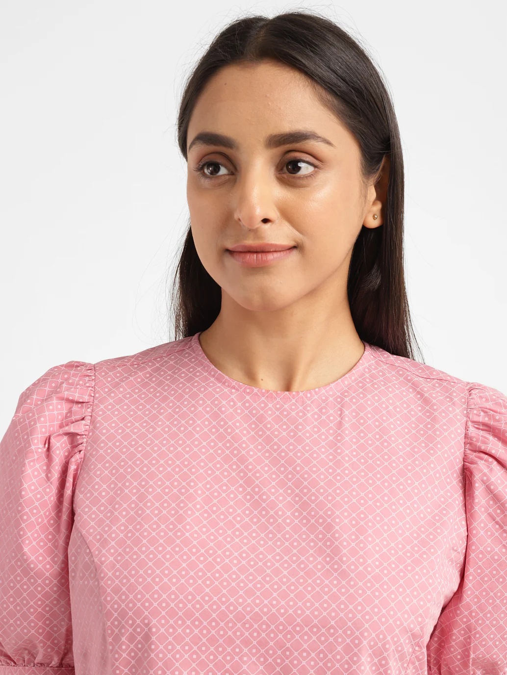Women's Geometric Pink Round Neck Top - Image 4