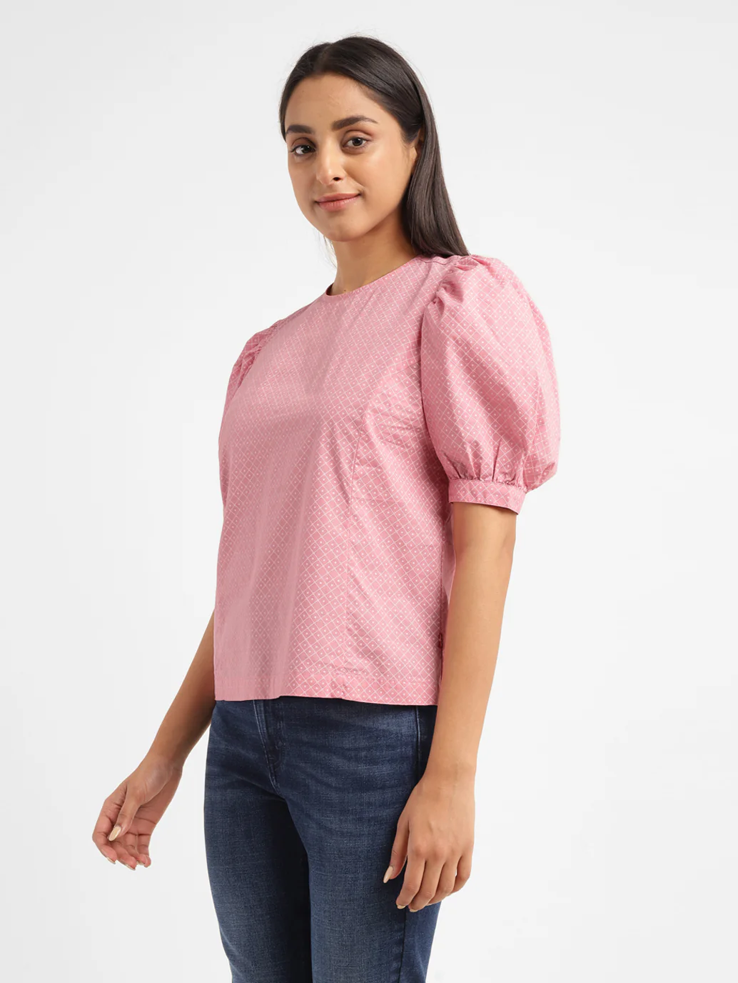 Women's Geometric Pink Round Neck Top - Image 5