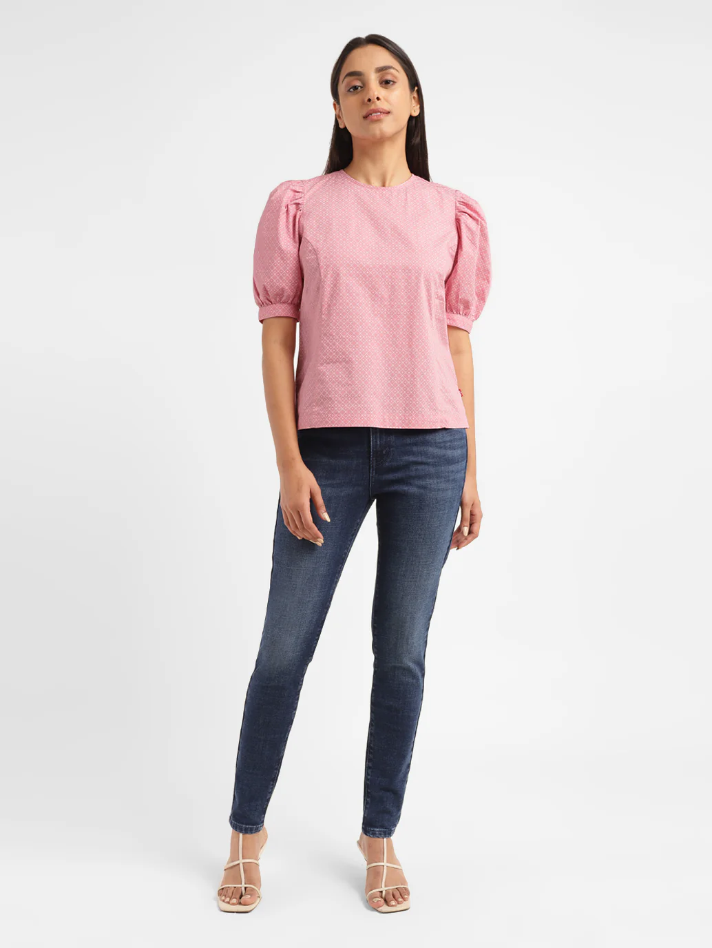 Women's Geometric Pink Round Neck Top - Image 6