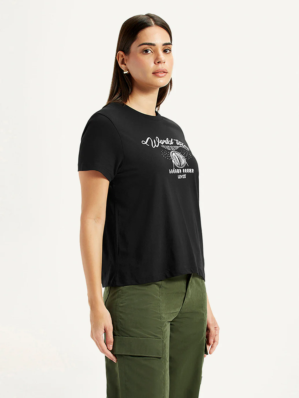 Women's Graphic Print Black Relaxed Fit T-shirt - Image 4