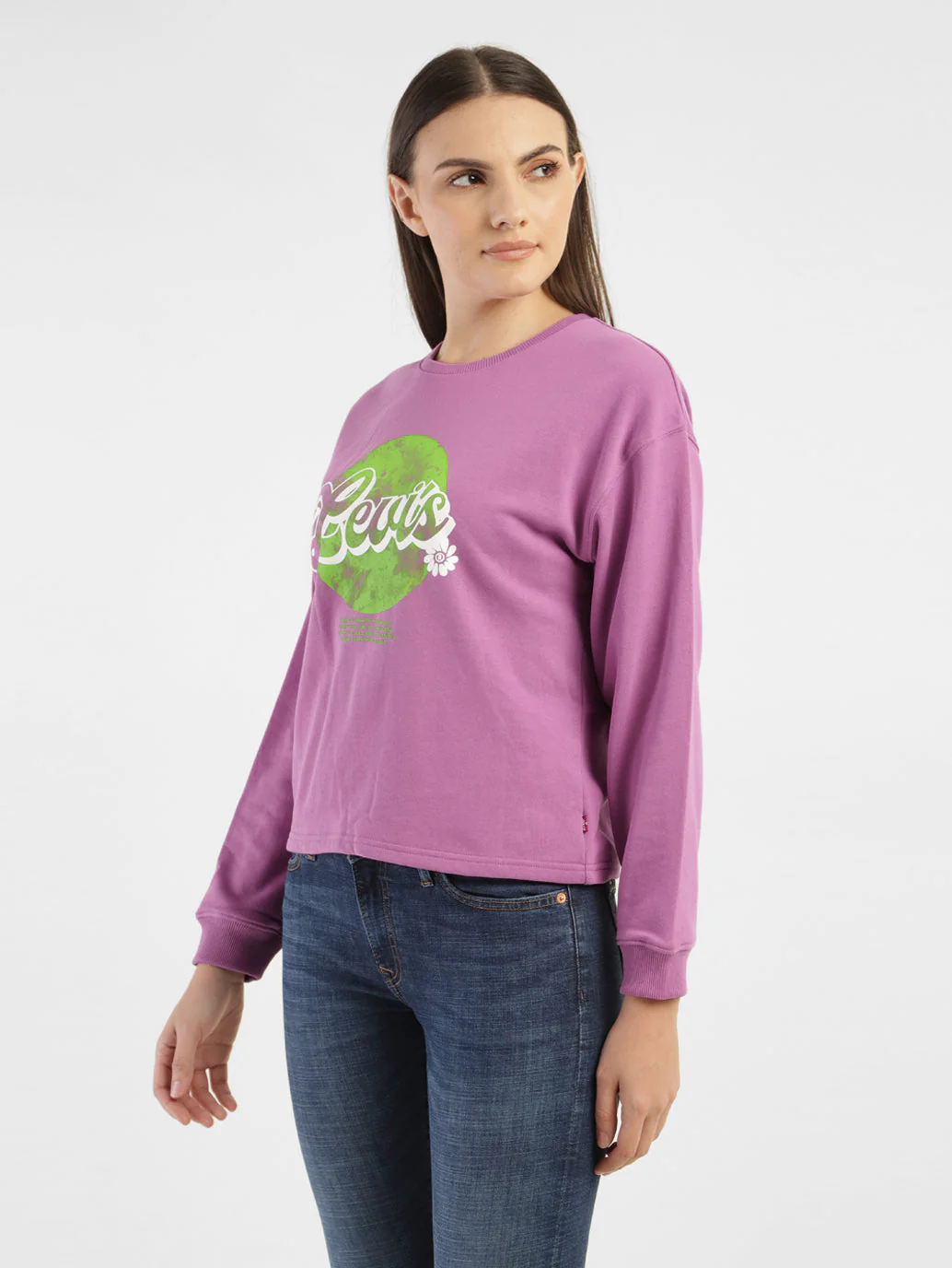 Women's Graphic Print Crew Neck Sweatshirt - Image 4