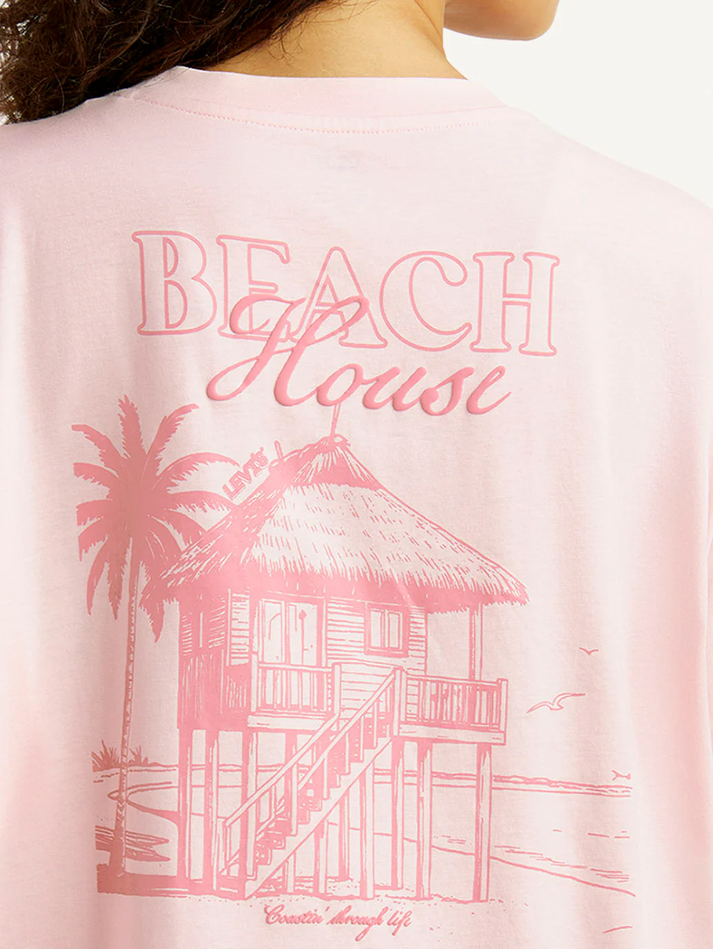 Women's Graphic Print Light Pink Oversized T-shirt - Image 4