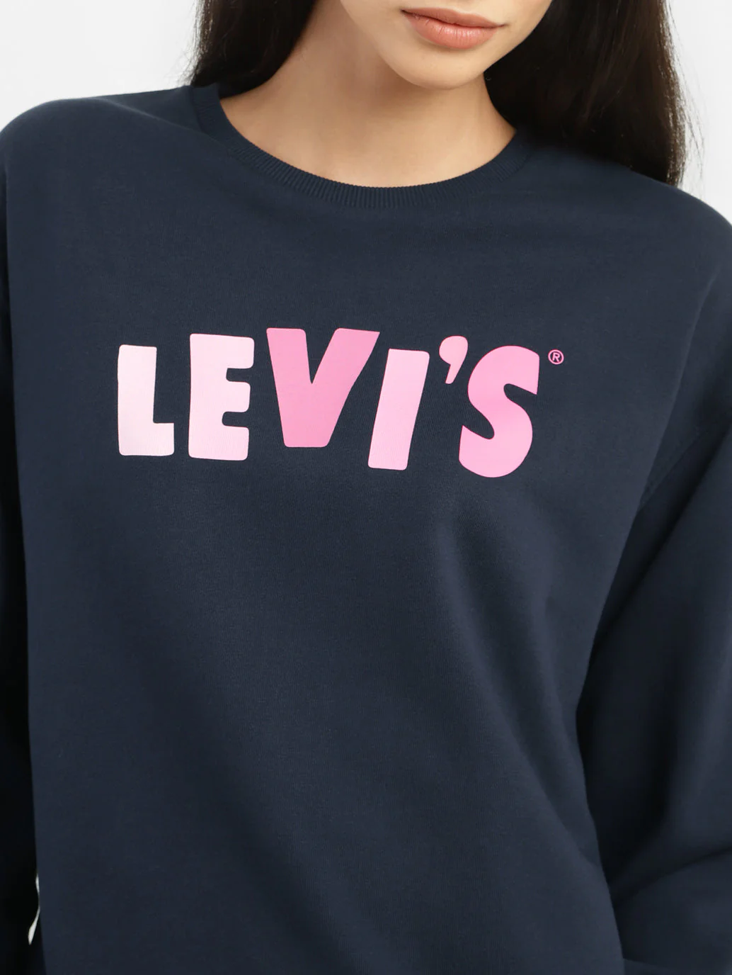 Women's Graphic Print Navy Crew Neck Sweatshirt - Image 5