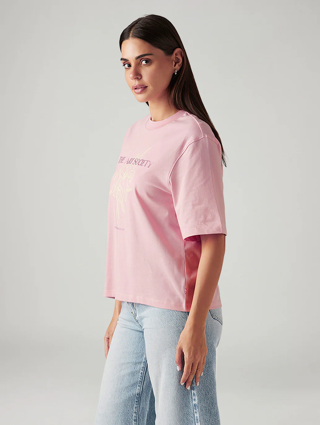 Women's Graphic Print Pink Relaxed Fit T-shirt - Image 4