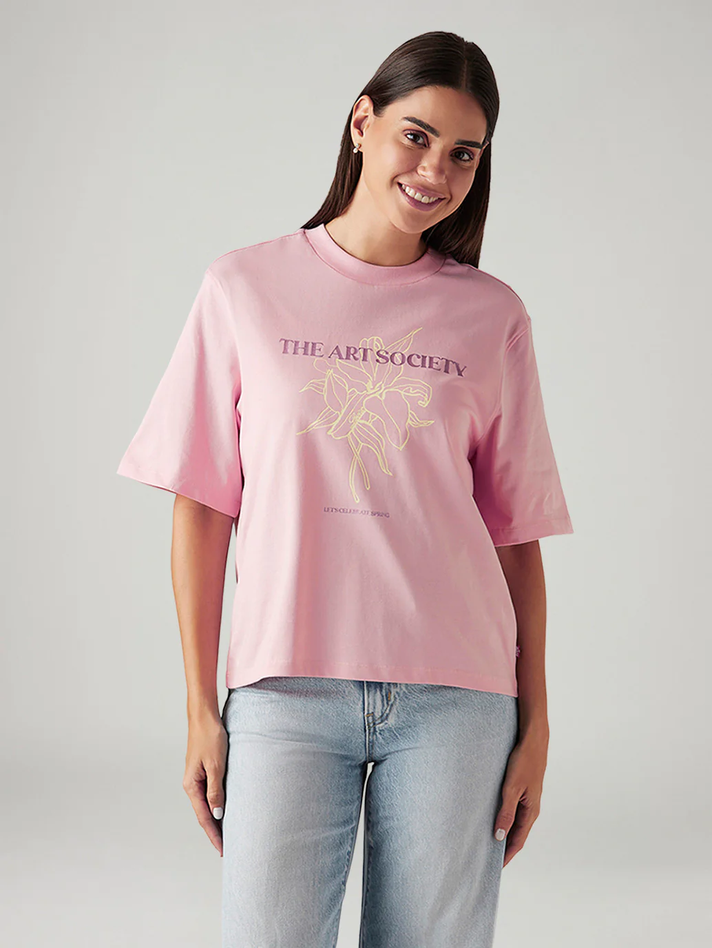 Women's Graphic Print Pink Relaxed Fit T-shirt - Image 5