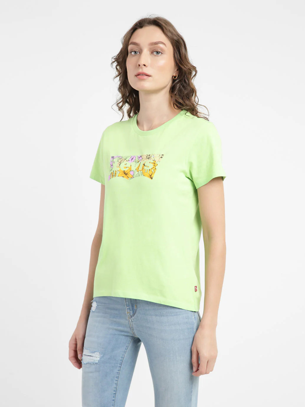 Women's Graphic Print Round Neck T-shirt Green - Image 4