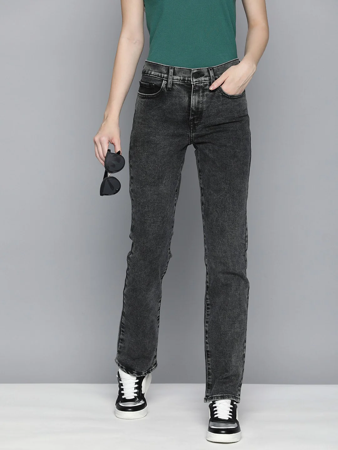 Women's 314 Grey Straight Fit High Rise Jeans - Image 4