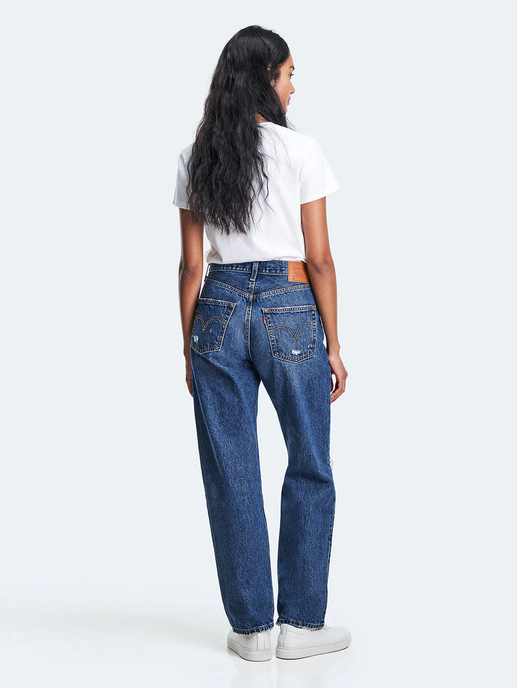 Women's 501'90 Blue Straight Fit High Rise Jeans - Image 5