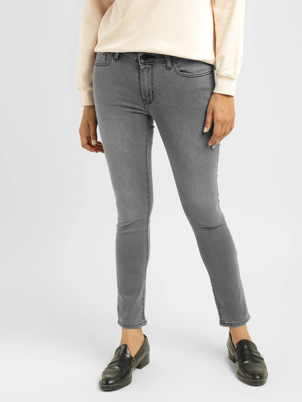 Women's 711 Grey Skinny Fit Mid Rise Jeans