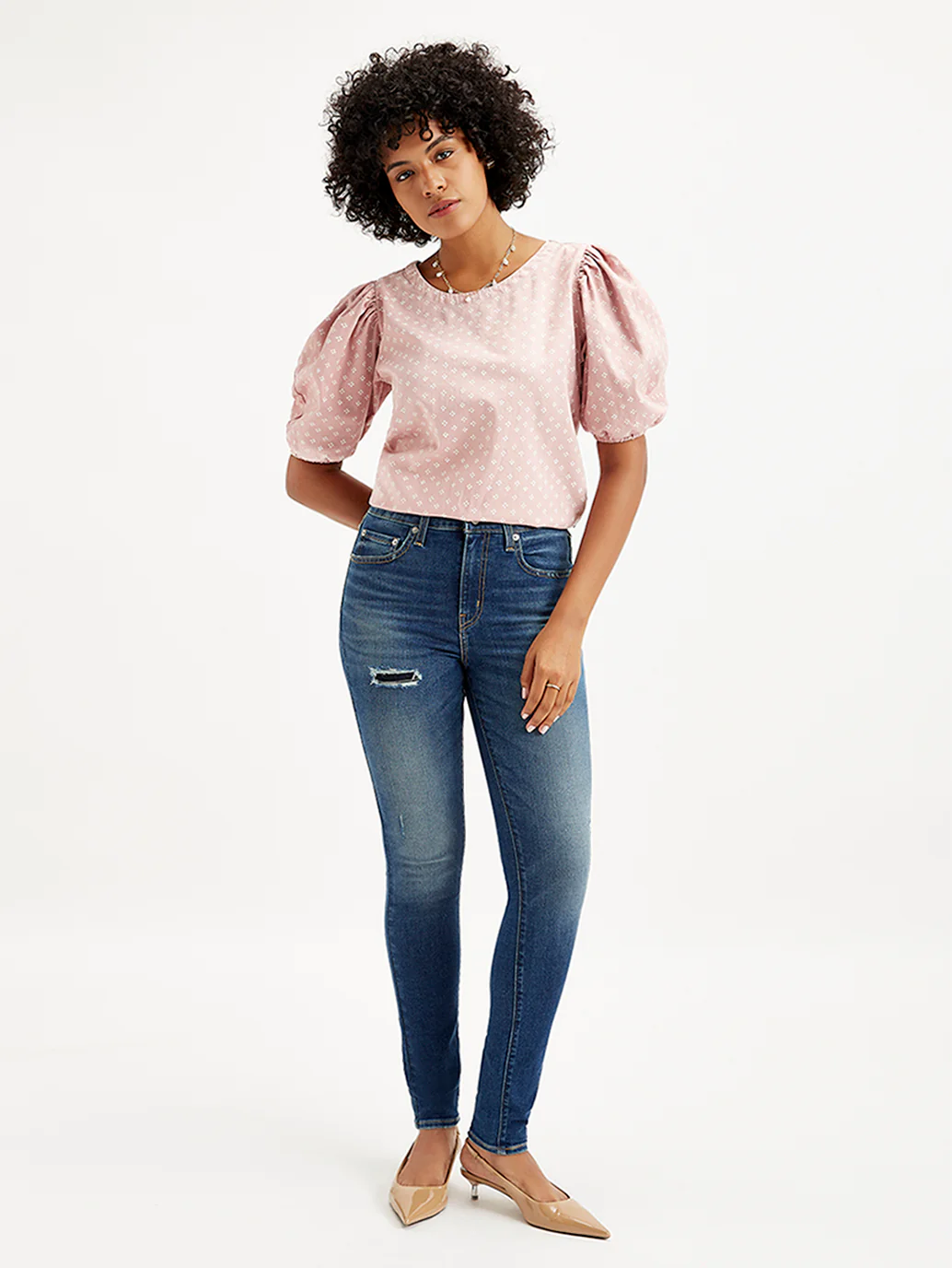 Women's 721 Blue Skinny Fit High Rise Jeans - Image 3