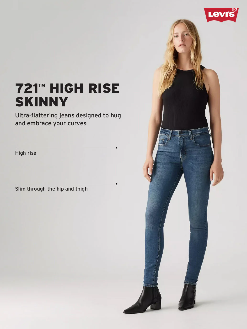 Women's 721 Blue Skinny Fit High Rise Jeans - Image 4