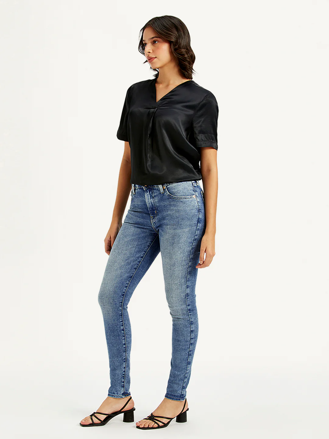 Women's 721 Blue Skinny Fit High Rise Jeans - Image 5