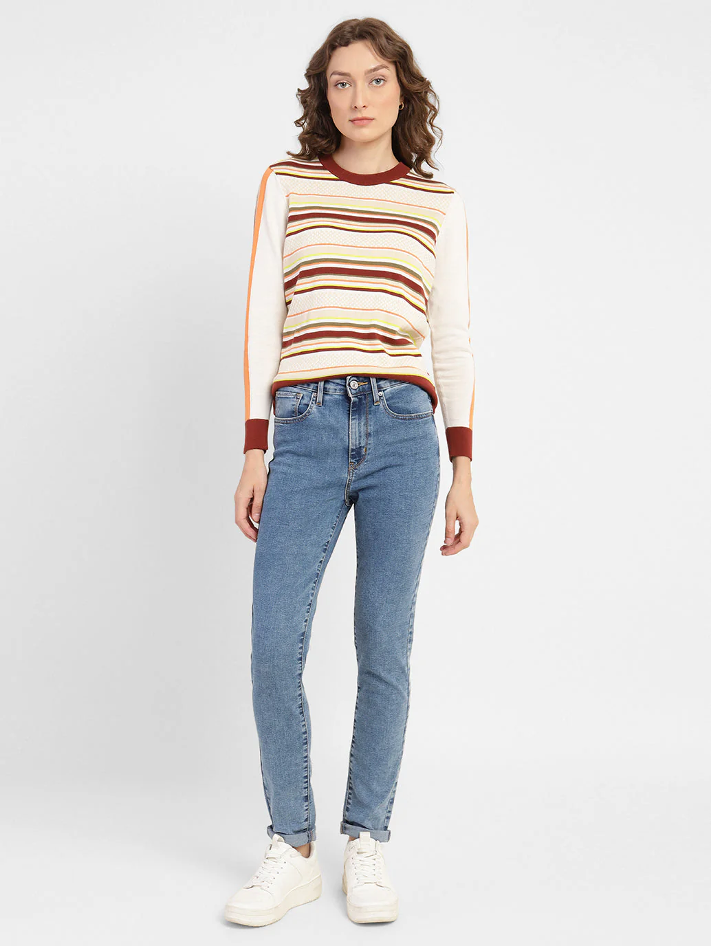 Women's 721 Blue Skinny Fit High Rise Jeans - Image 8