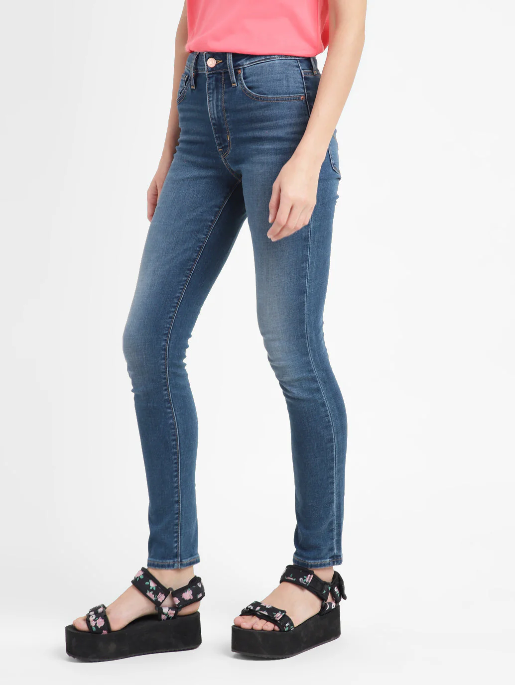 Women's 721 Blue Skinny Fit High Rise Jeans - Image 5