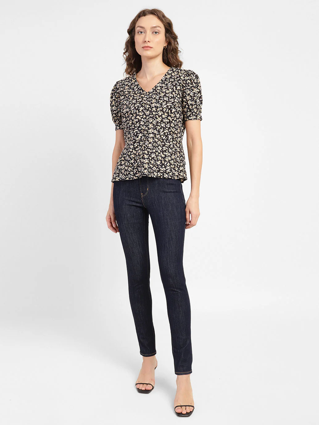 Women's 721 Blue Skinny Fit High Rise Jeans - Image 8