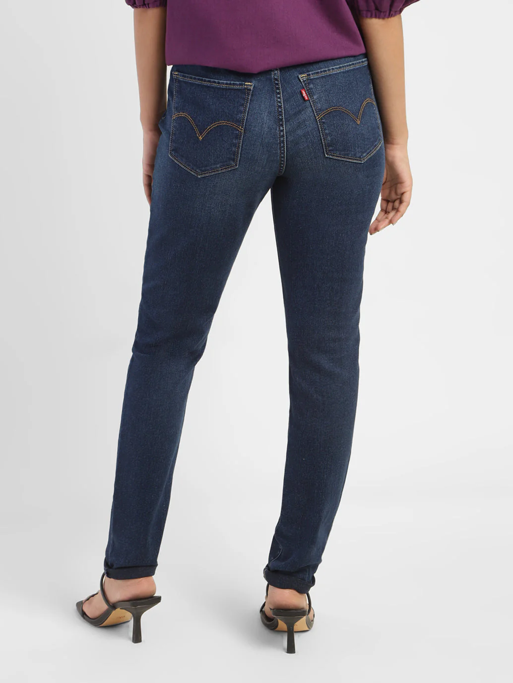 Women's 721 Blue Skinny Fit High Rise Jeans - Image 3