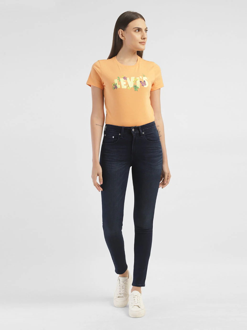 Women's 721 Blue Skinny Fit High Rise Jeans - Image 8
