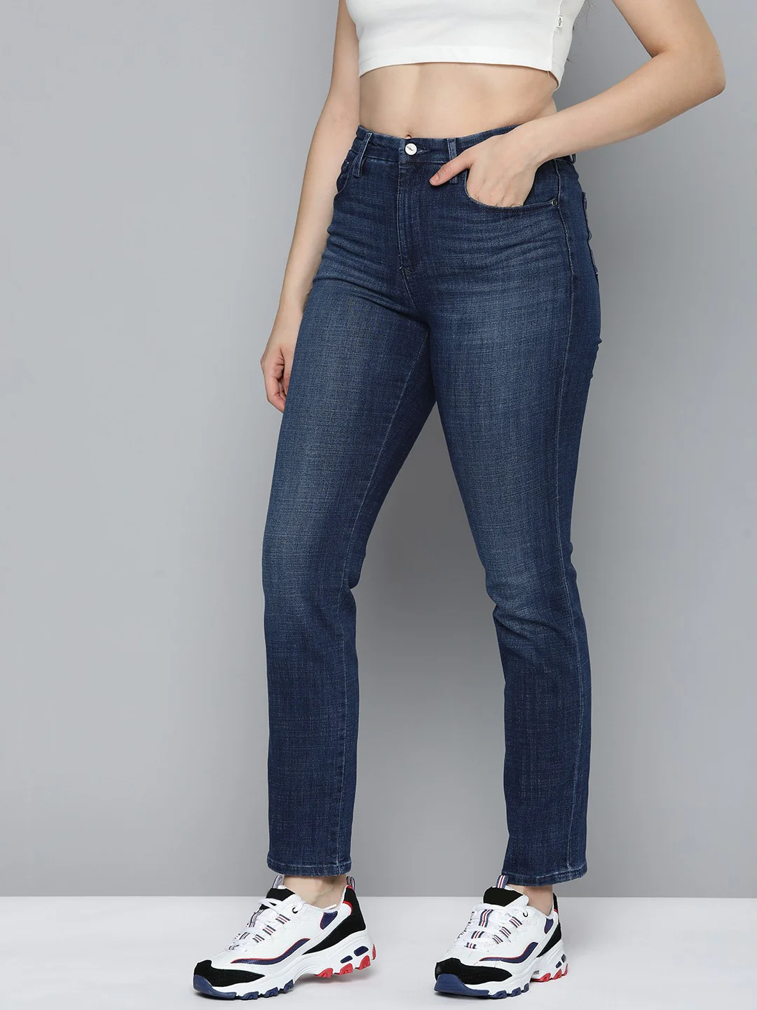 Women's Redloop 724 Blue Slim Straight Fit High Rise Jeans - Image 2
