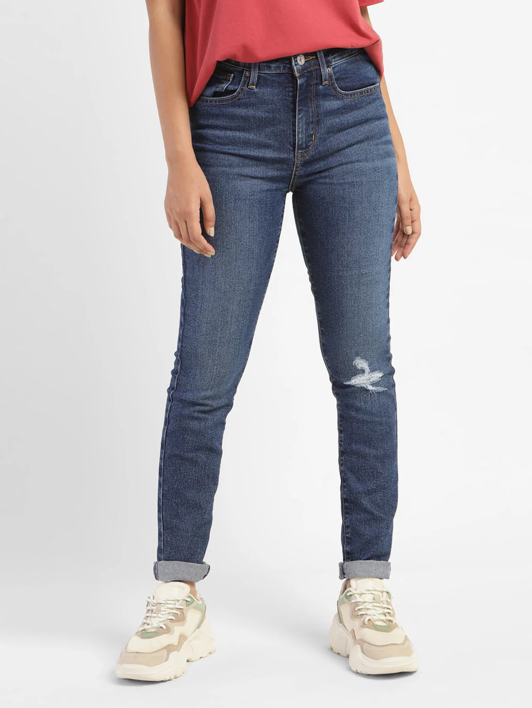 Women's 721 Blue Skinny Fit High Rise Jeans - Image 2