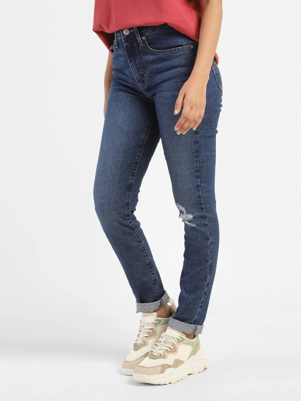 Women's 721 Blue Skinny Fit High Rise Jeans - Image 5