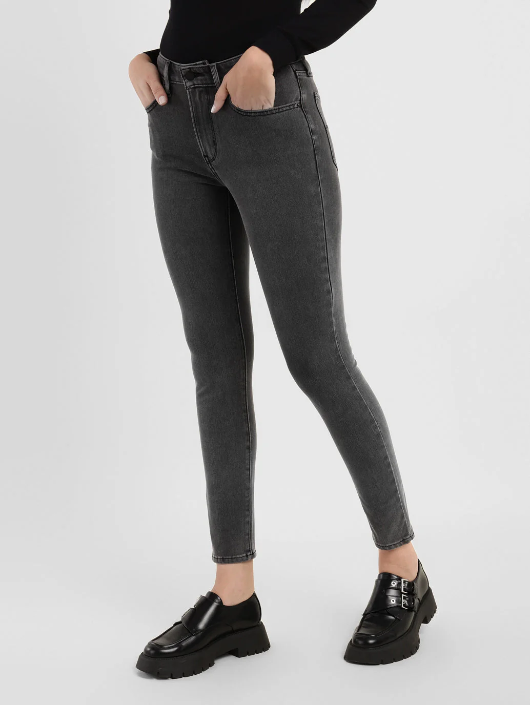 Women's 721 Grey Skinny Fit High Rise Jeans - Image 5