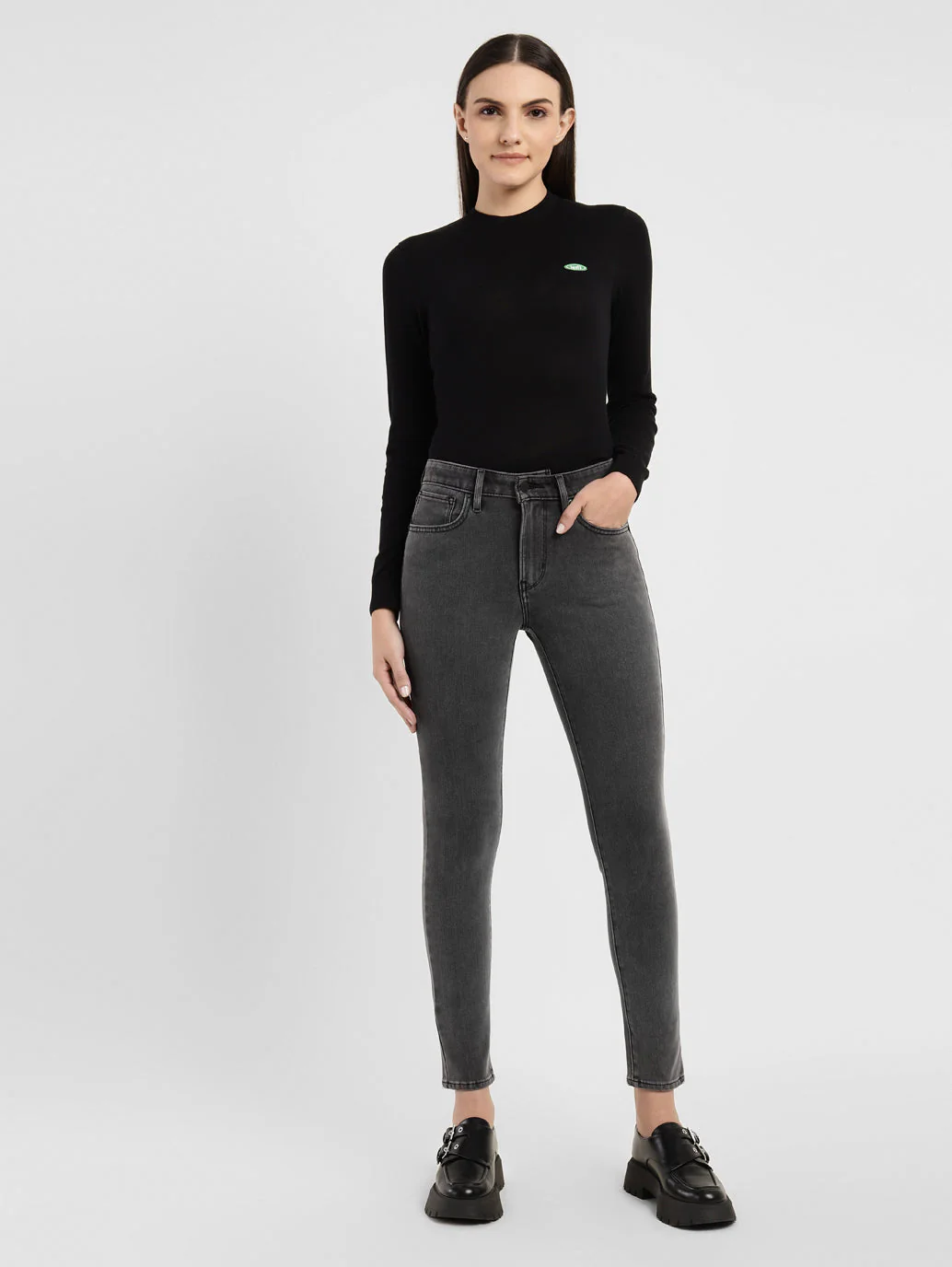Women's 721 Grey Skinny Fit High Rise Jeans - Image 8