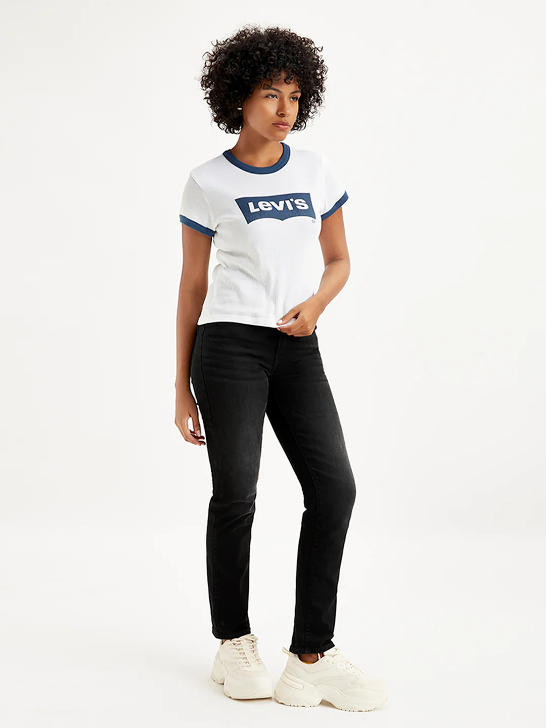Women's 724 Black Slim Straight Fit High Rise Jeans - Image 3