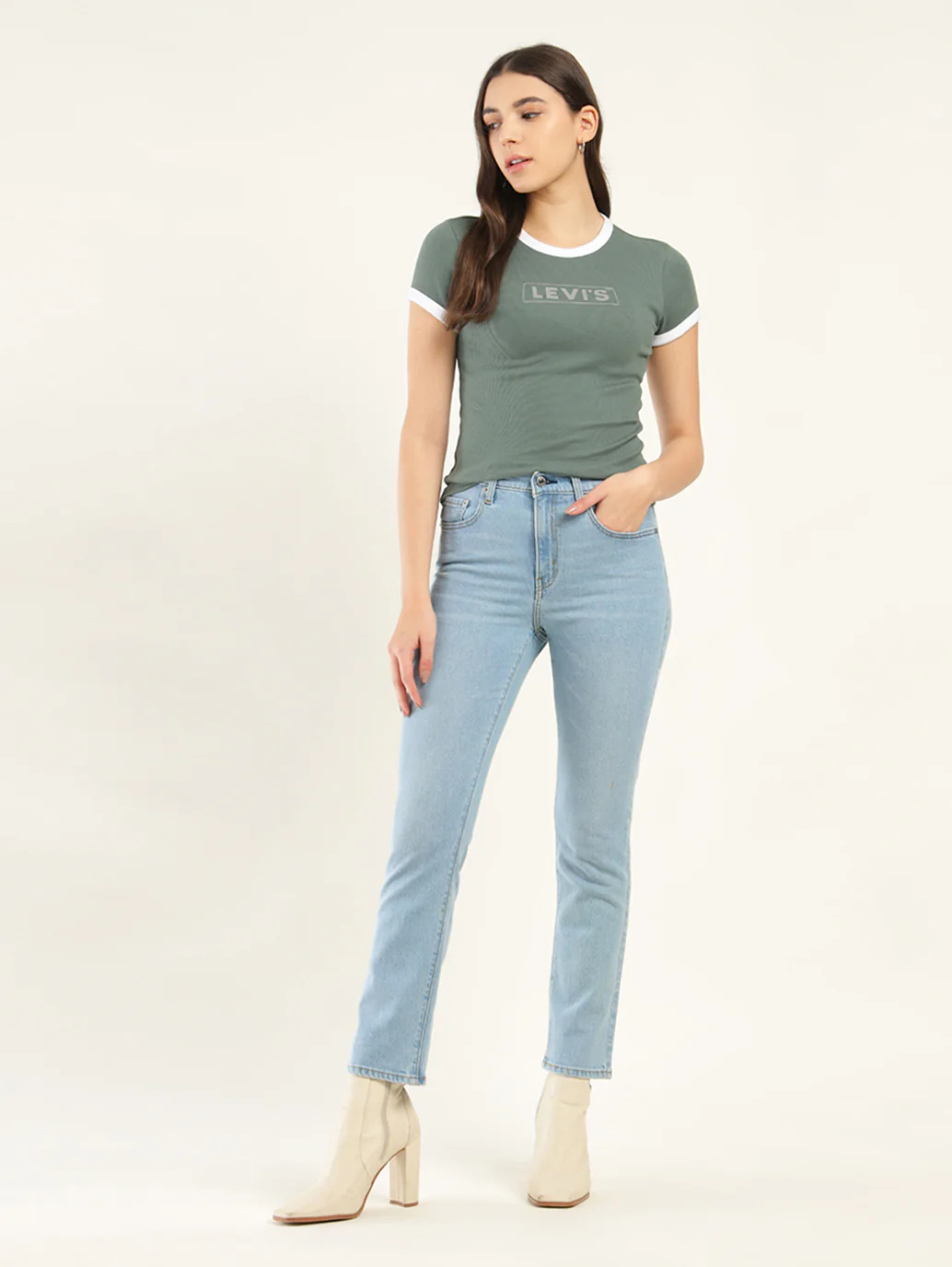 Women's 724 Blue Slim Straight Fit High Rise Jeans - Image 2